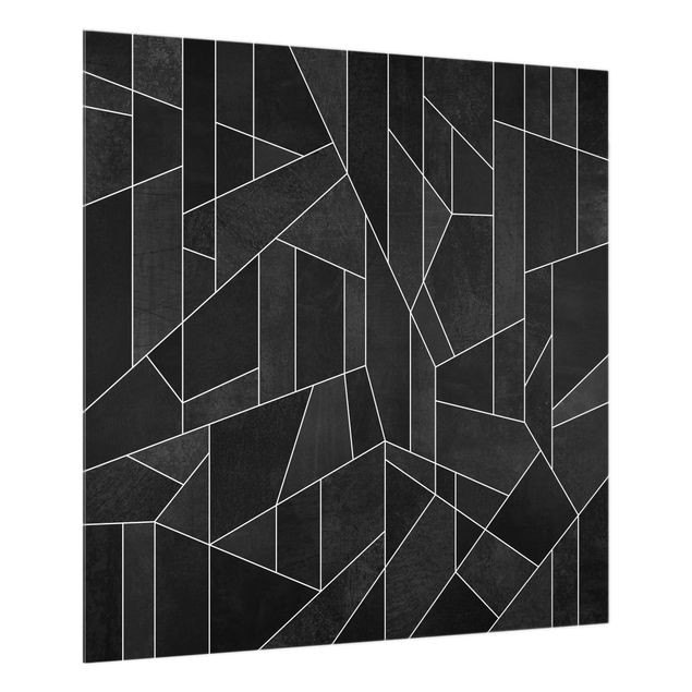 Glass splashback kitchen abstract Black And White Geometric Watercolor