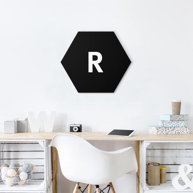 Alu-Dibond hexagon - Letter Black R
