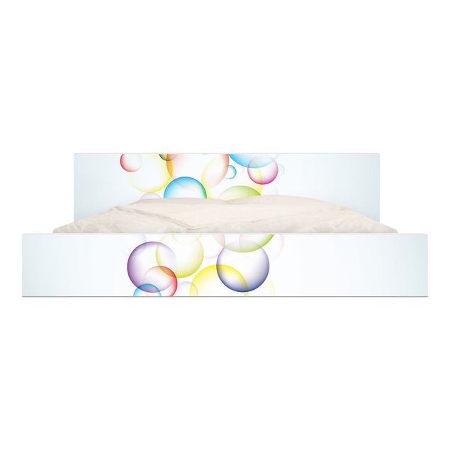 Adhesive film for furniture IKEA - Malm bed 180x200cm - Rainbow Bubbles