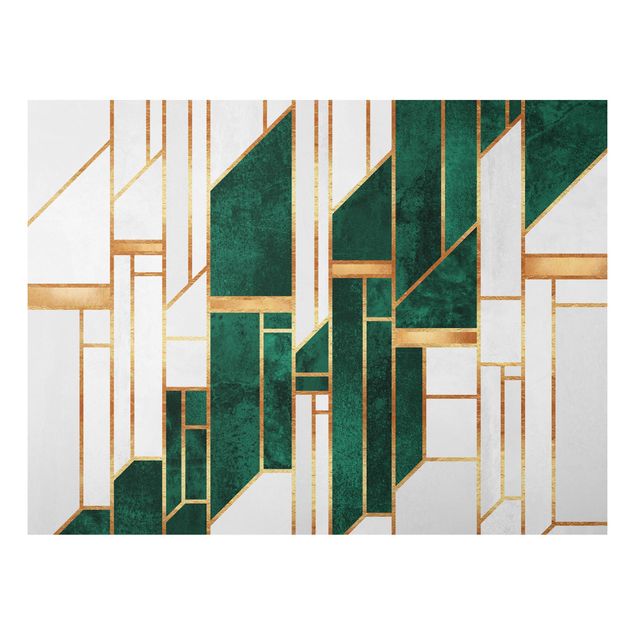 Print on aluminium - Emerald And gold Geometry
