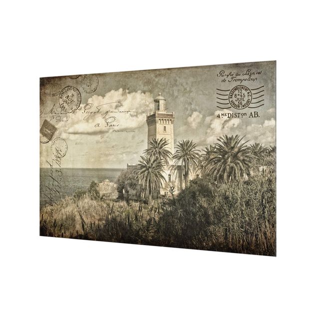 Splashback - Vintage Postcard With Lighthouse And Palm Trees
