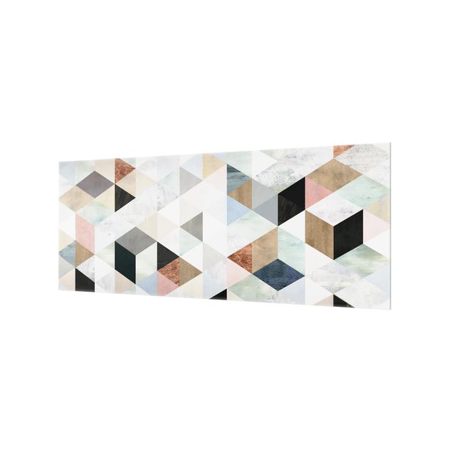 Splashback - Watercolour Mosaic With Triangles I