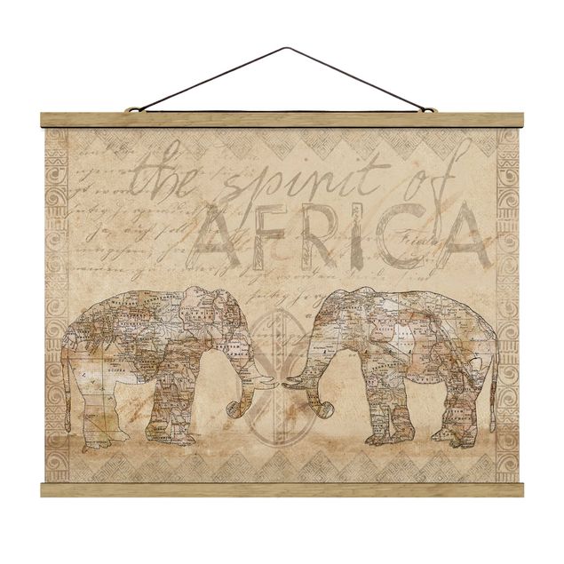 Fabric print with poster hangers - Vintage Collage - Spirit Of Africa