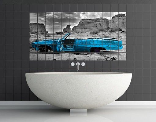 Tile sticker - Turquoise Cadillac