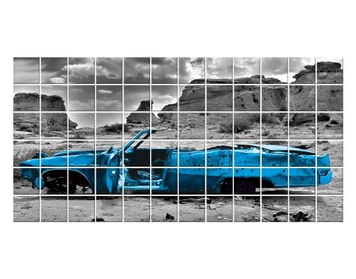 Tile sticker - Turquoise Cadillac