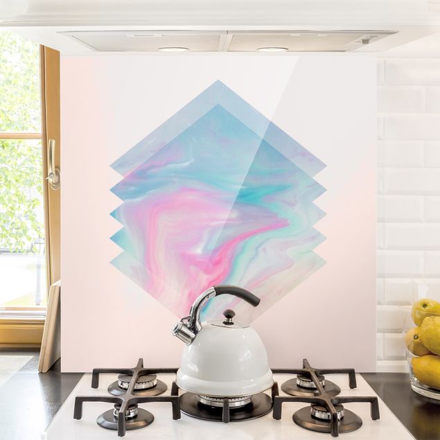 Glass splashback abstract Pink Water Marble