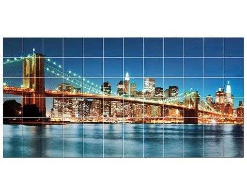 Tile sticker - Nighttime Manhattan Bridge