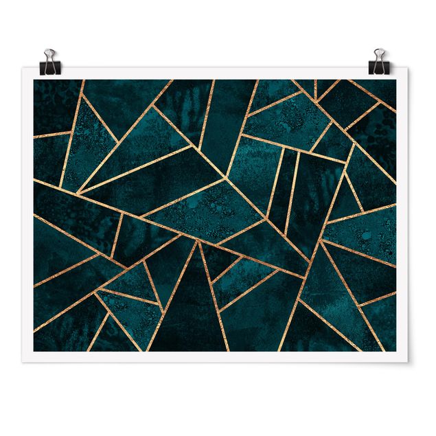 Poster - Dark Turquoise With Gold