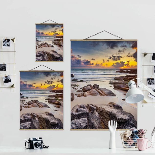 Fabric print with poster hangers - Sunrise Beach In Thailand