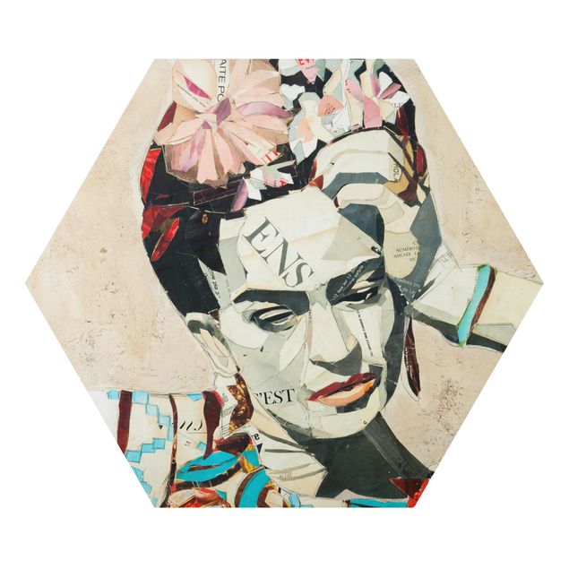 Alu-Dibond hexagon - Frida Kahlo - Collage No.1