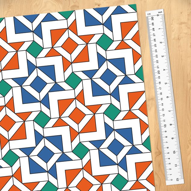 Adhesive film - Arabic Tile Pattern With Very Beautiful Colour Scheme