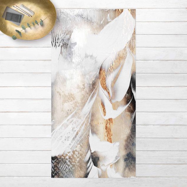 Balcony rugs Golden Abstract Winter Painting
