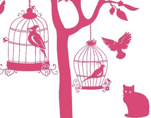 Animal wall decals Wall Decal no.RS57 Cats And Birds II