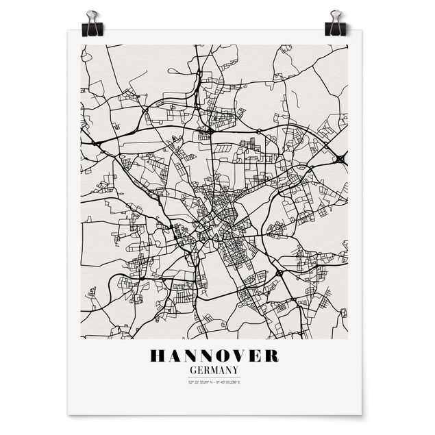 Poster city, country & world maps - Hannover City Map - Classic