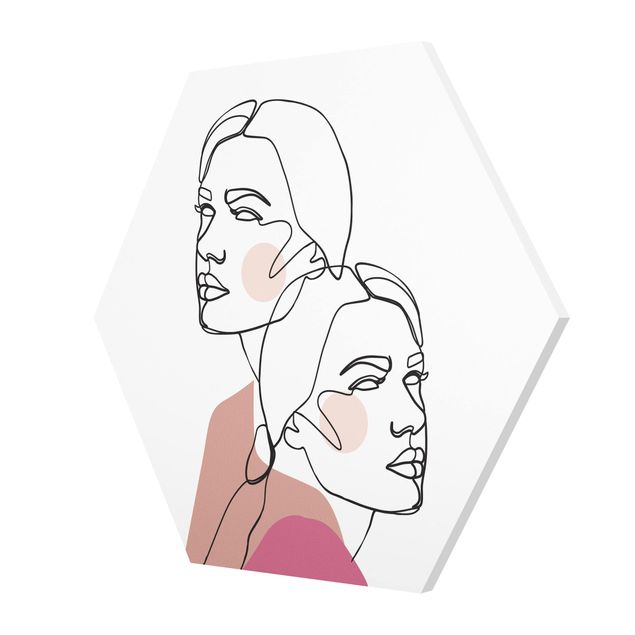 Forex hexagon - Line Art Women Portrait Cheeks Pink
