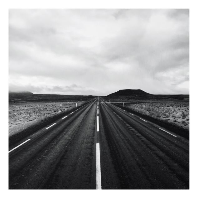 Print on aluminium - Straight Road In Iceland
