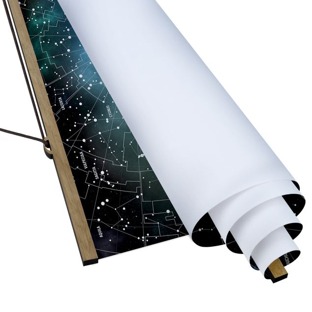 Fabric print with poster hangers - Stellar Constellation Map Galactic Nebula