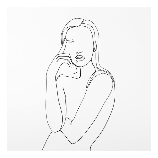 Print on forex - Line Art Pensive Woman Black And White
