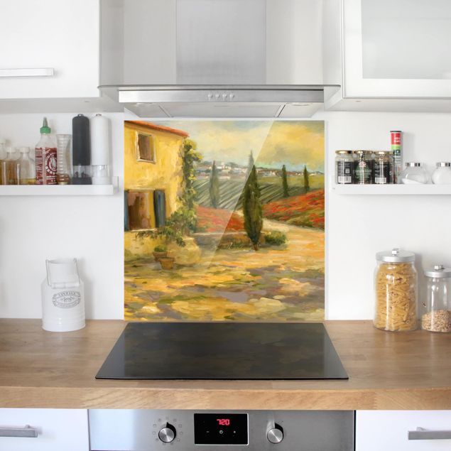 Glass splashback kitchen landscape Italian Countryside - Tuscany