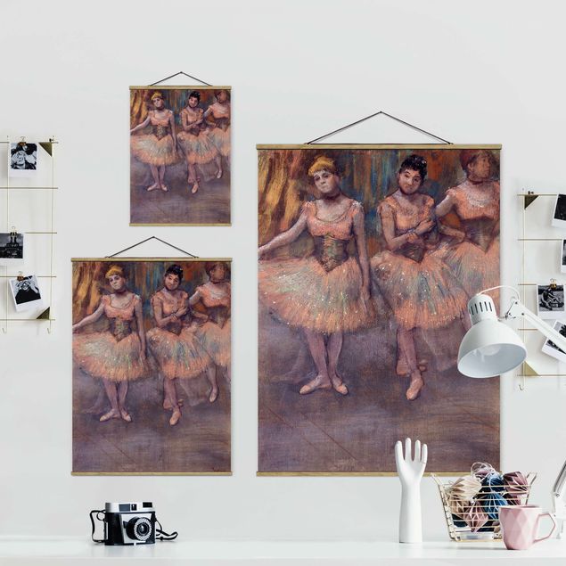 Fabric print with poster hangers - Edgar Degas - Three Dancers before Exercise