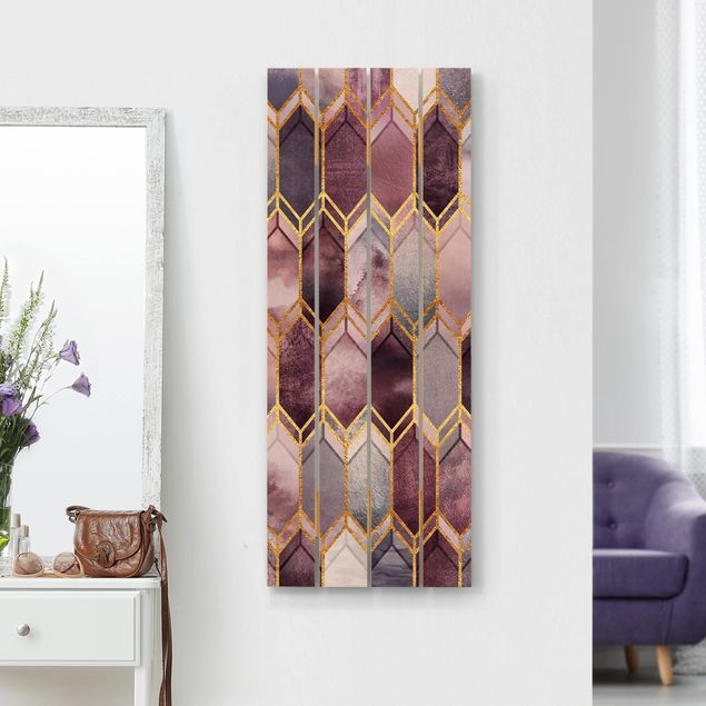 Print on wood - Stained Glass Geometric Rose Gold