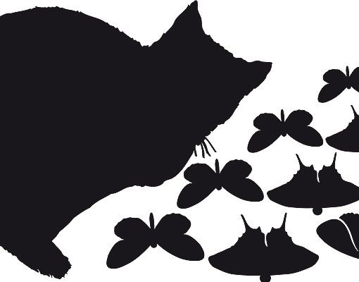 Window sticker - No.RS68 Cat And Butterflies