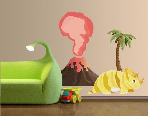 Wall stickers dinosaurs No.MW91 Dino Gang Trixi And Volcano