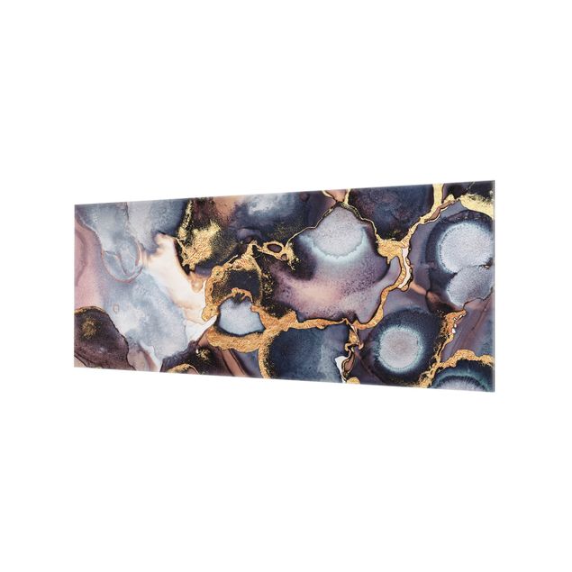 Glass splashbacks Marble Watercolour With Gold