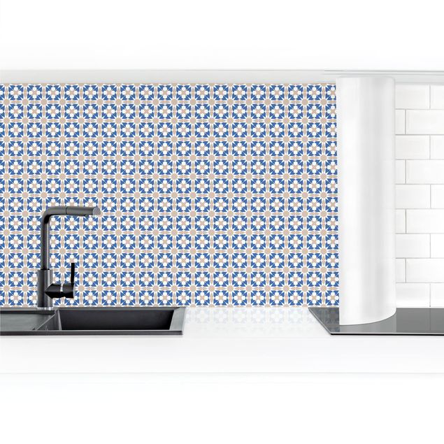 Kitchen wall cladding - Oriental Patterns With Blue Stars