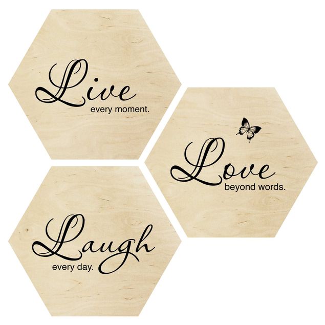 Wooden hexagon - Live Laugh Love