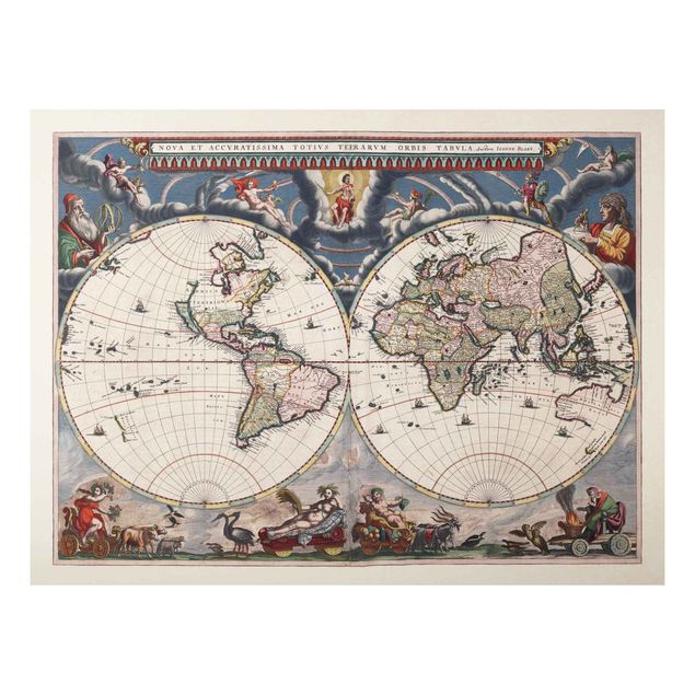 Print on aluminium - Historic World Map Nova Et Accuratissima Of 1664