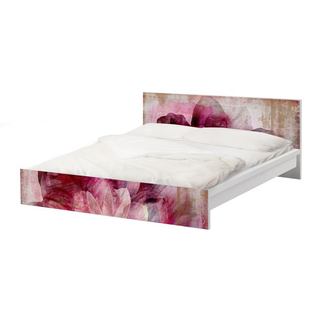 Adhesive film for furniture IKEA - Malm bed 180x200cm - Grunge Flower