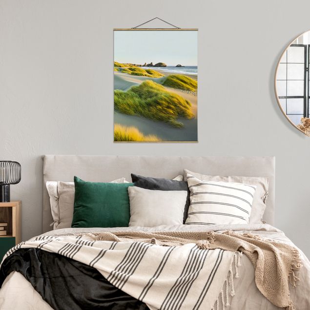 Fabric print with poster hangers - Dunes And Grasses At The Sea