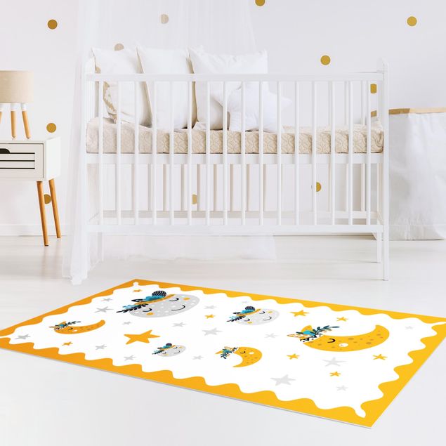 outdoor patio rugs Sleaping Friends Moon And Stars With Frame