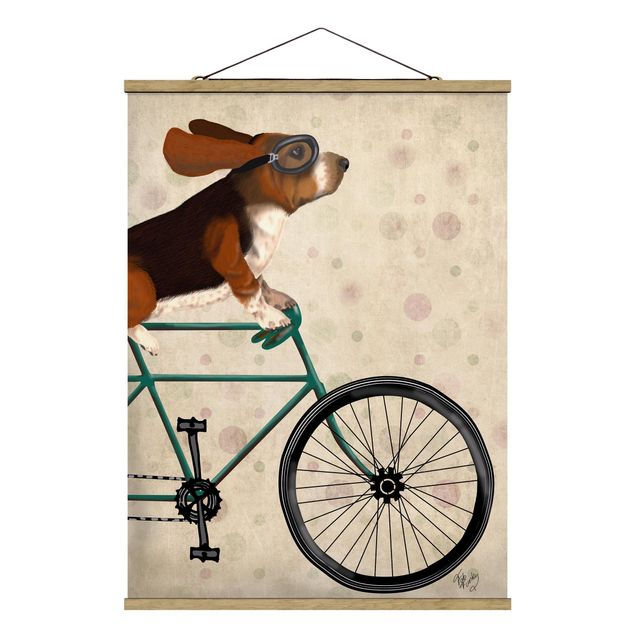 Fabric print with poster hangers - Cycling - Basset On Bike