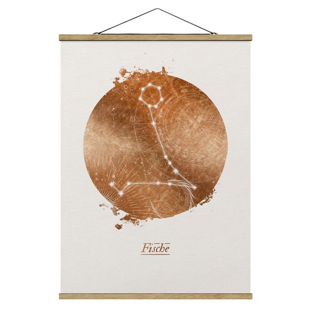 Fabric print with poster hangers - Pisces Gold