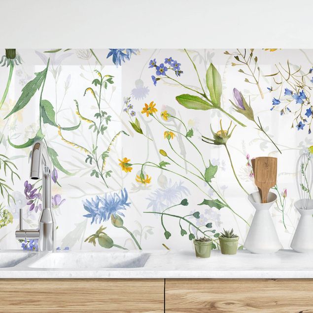 Kitchen splashback patterns Flower Meadow In Watercolour
