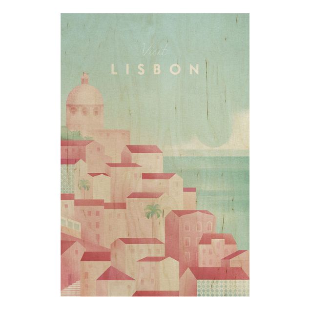 Print on wood - Travel Poster - Lisbon