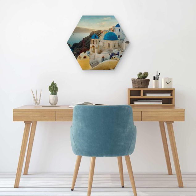 Wooden hexagon - Santorini