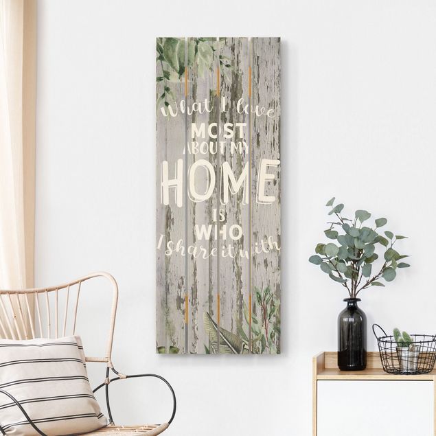 Print on wood - Shabby Tropical - Home Is