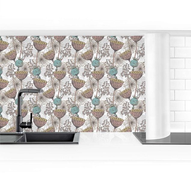 Kitchen wall cladding - Floral Elegance Flower Décor XXL