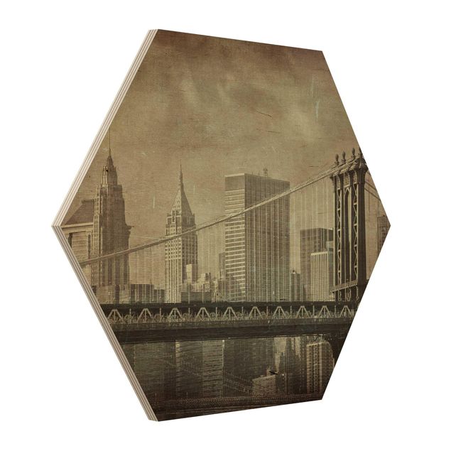 Wooden hexagon - Vintage New York City