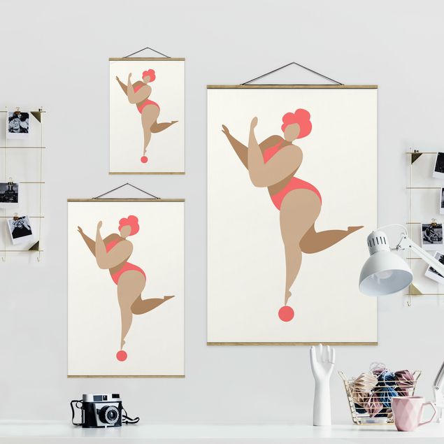 Fabric print with poster hangers - Miss Dance Pink
