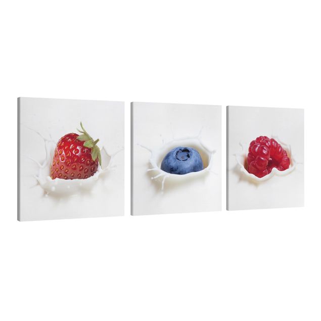 Print on canvas 3 parts - Fruit Milk Splash