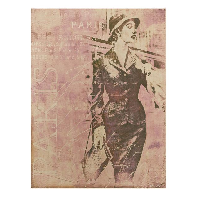 Print on wood - Vintage Collage - Parisienne