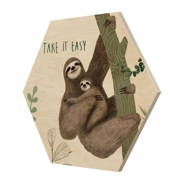 Wooden hexagon - Sloth Sayings - Easy