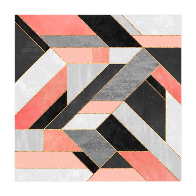 Dining room rugs Geometry Pink And Gold
