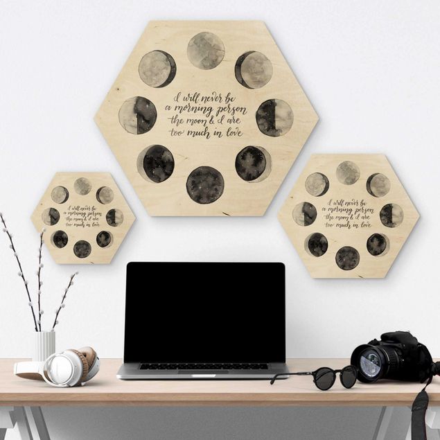 Wooden hexagon - Ode To The Moon - Love
