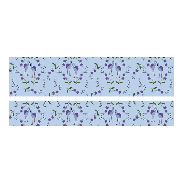 Adhesive film for furniture IKEA - Malm bed 180x200cm - Mille Fleurs pattern Design Blue