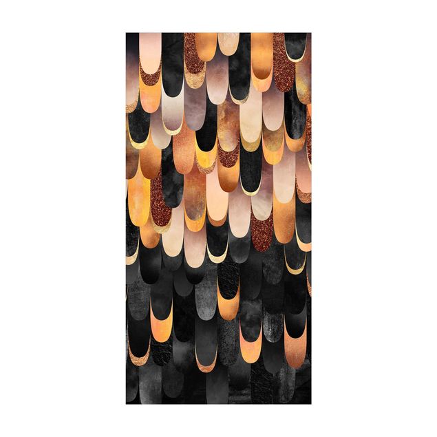 abstract area rug Feathers Bronze Black